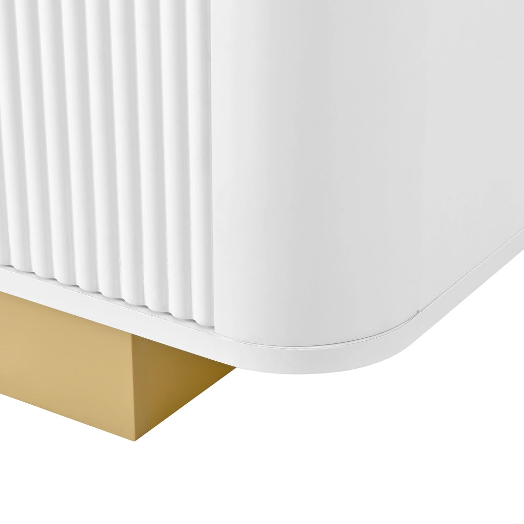 Mobile TV bianco da soggiorno con 3 ante; ripiano regolabile e gestione cavi; MDF e PB; 170 × 40;5 × 47 cm
