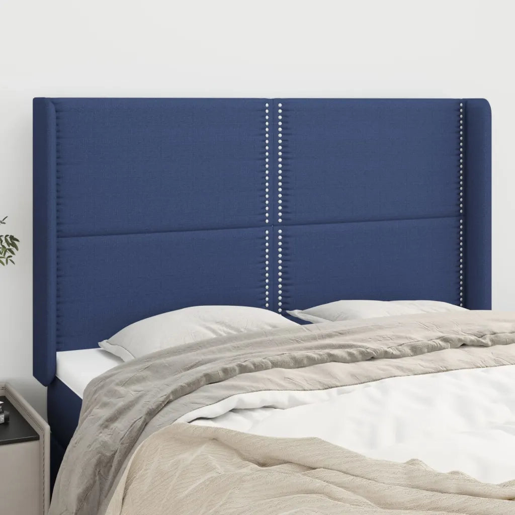 Testiera | Testata ad Orecchio Blu 147x16x118/128 cm in Tessuto