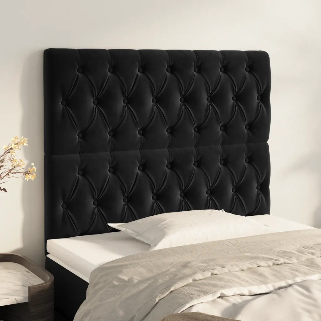 Testiera | Testata Nera 90x7x118/128 cm Velluto