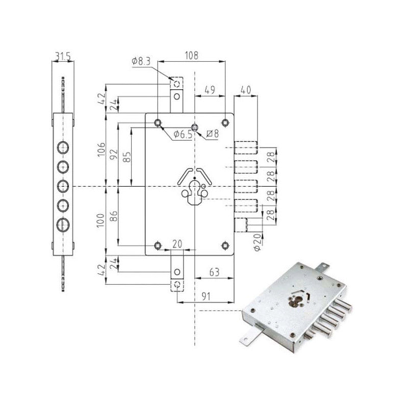 Serratura Sic.Triplice Sx Cilindro E63 Ne42 Atra