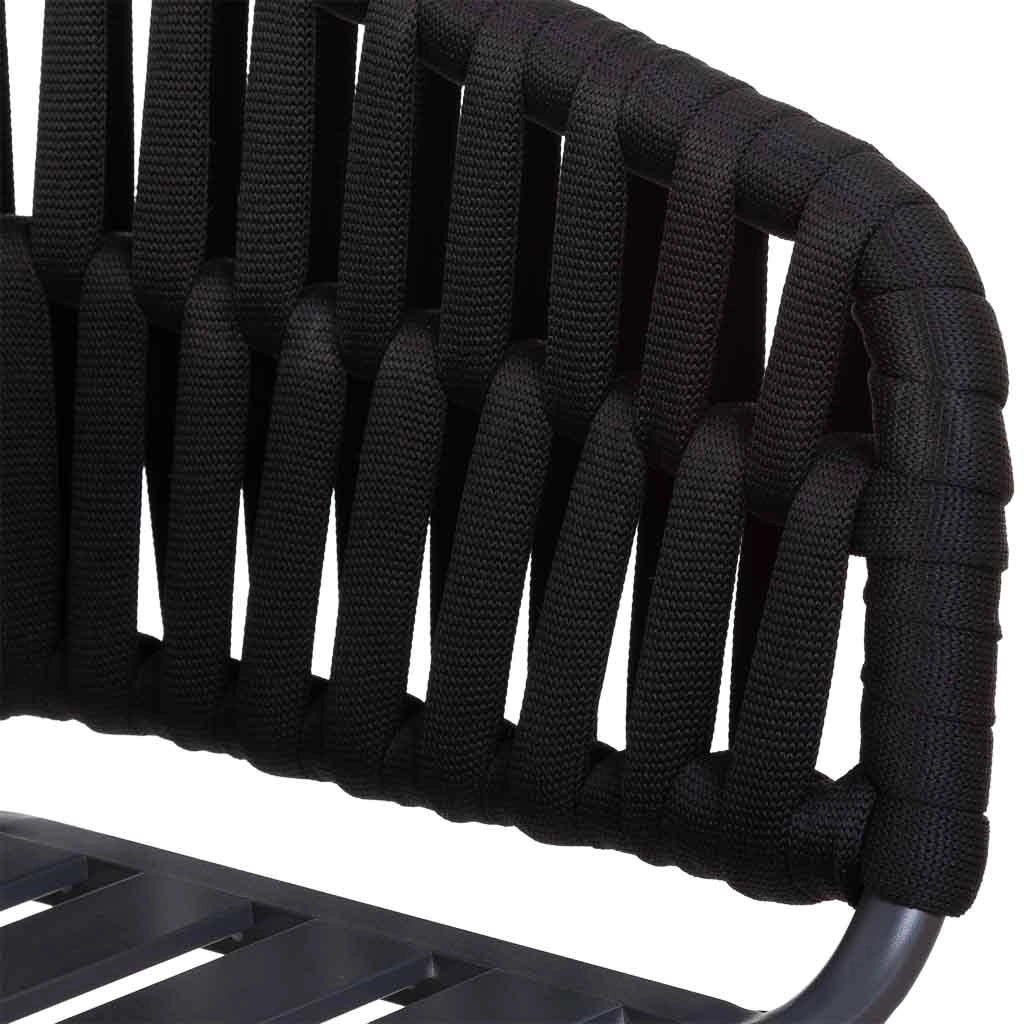 Sedia in alluminio con corda nero 58x61x77