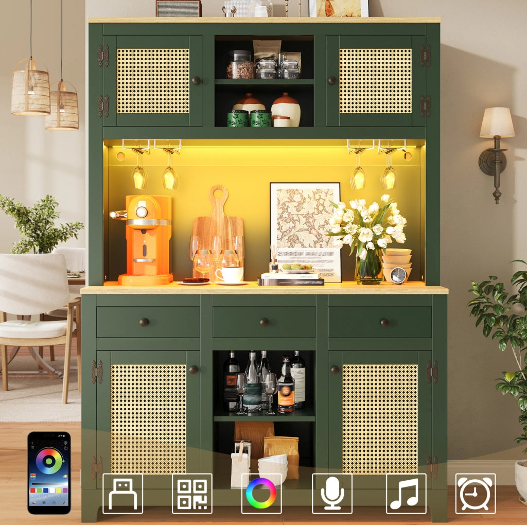 Credenza da cucina alta 120x40x180 cm in MDF verde antico