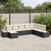 Set Divano da Giardino 8 pcs Nero e Crema polyrattan 3355846