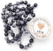 Kralen con corda per la creazione di gioielli per hobby Pietre di energia per bracciale terapeutico 8 mm = 96 pezzi e 1 rotolo di corda Obsidiaan 8 mm