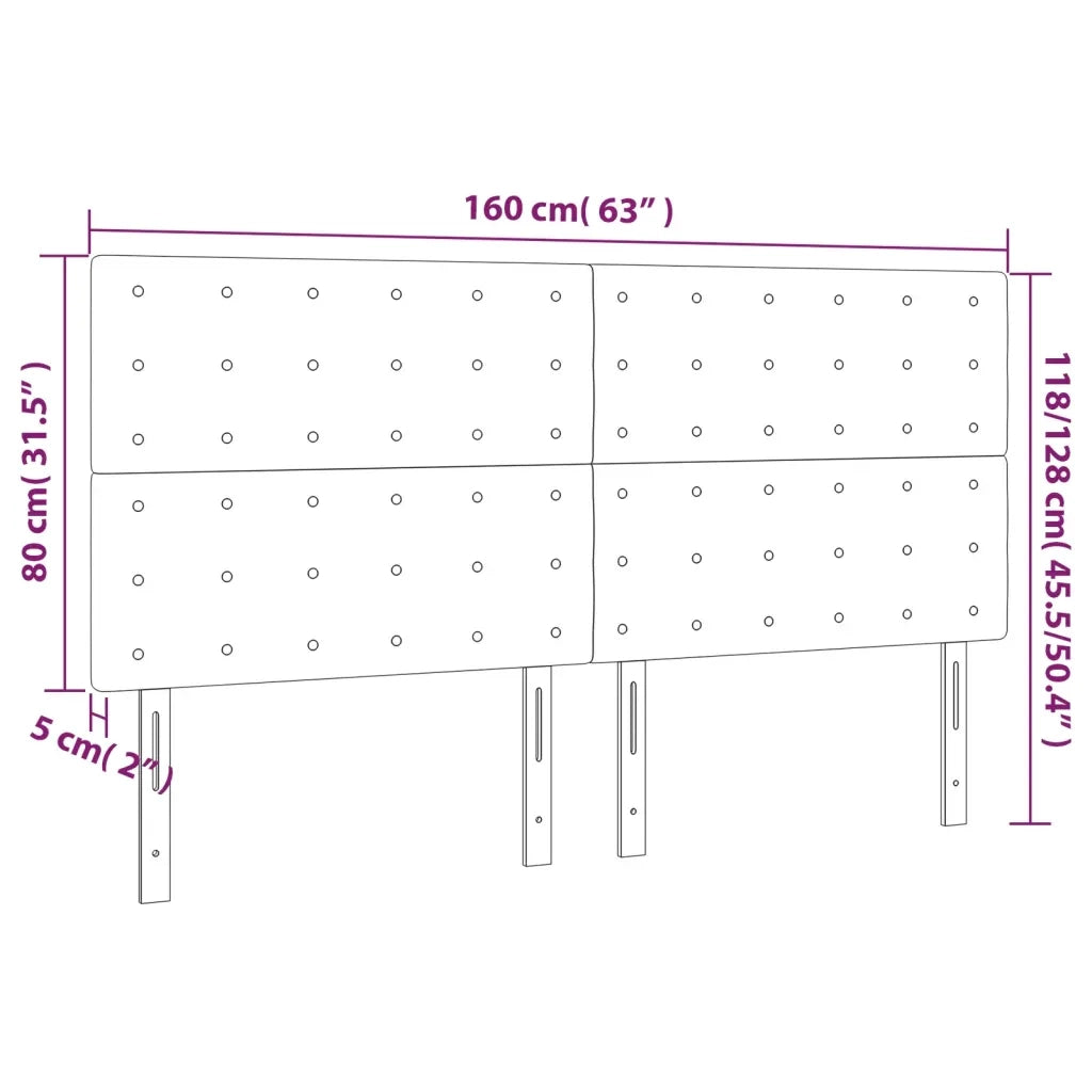 Testiera | Testata Nera 160x5x118/128 cm Velluto