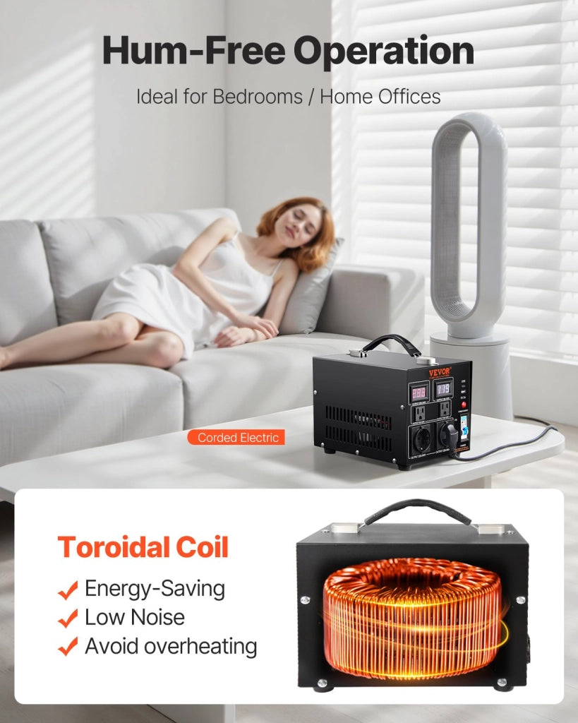 SV-2000VA Trasformatore Convertitore di Tensione Step Up Down 2000VA 110V 220V Portatile in Metallo con USB 5V 240x185x200 mm