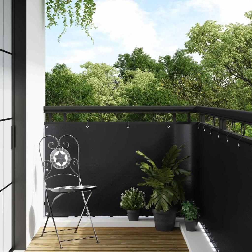 Schermo per Balcone con Occhielli Nero 42032653
