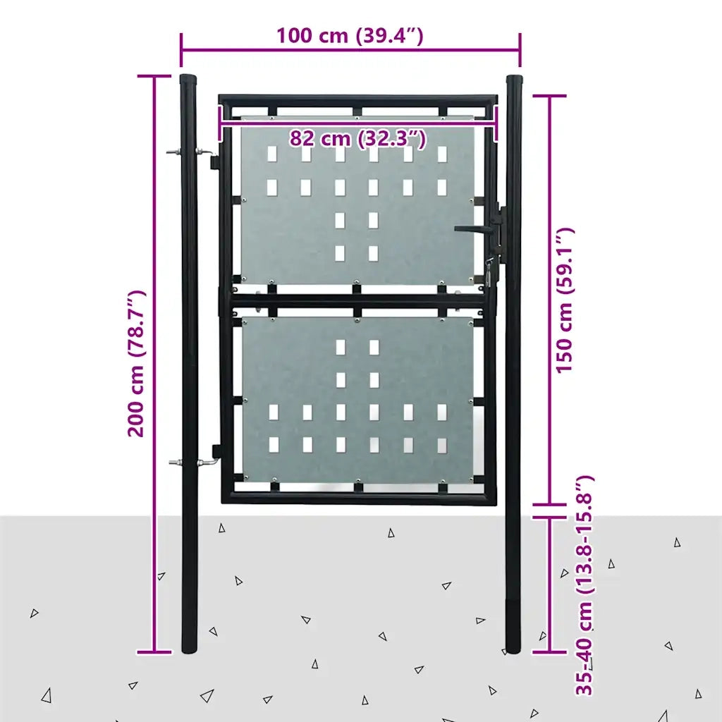 Cancello per Recinzione a una Porta Nero 100x150 cm CFW5286165
