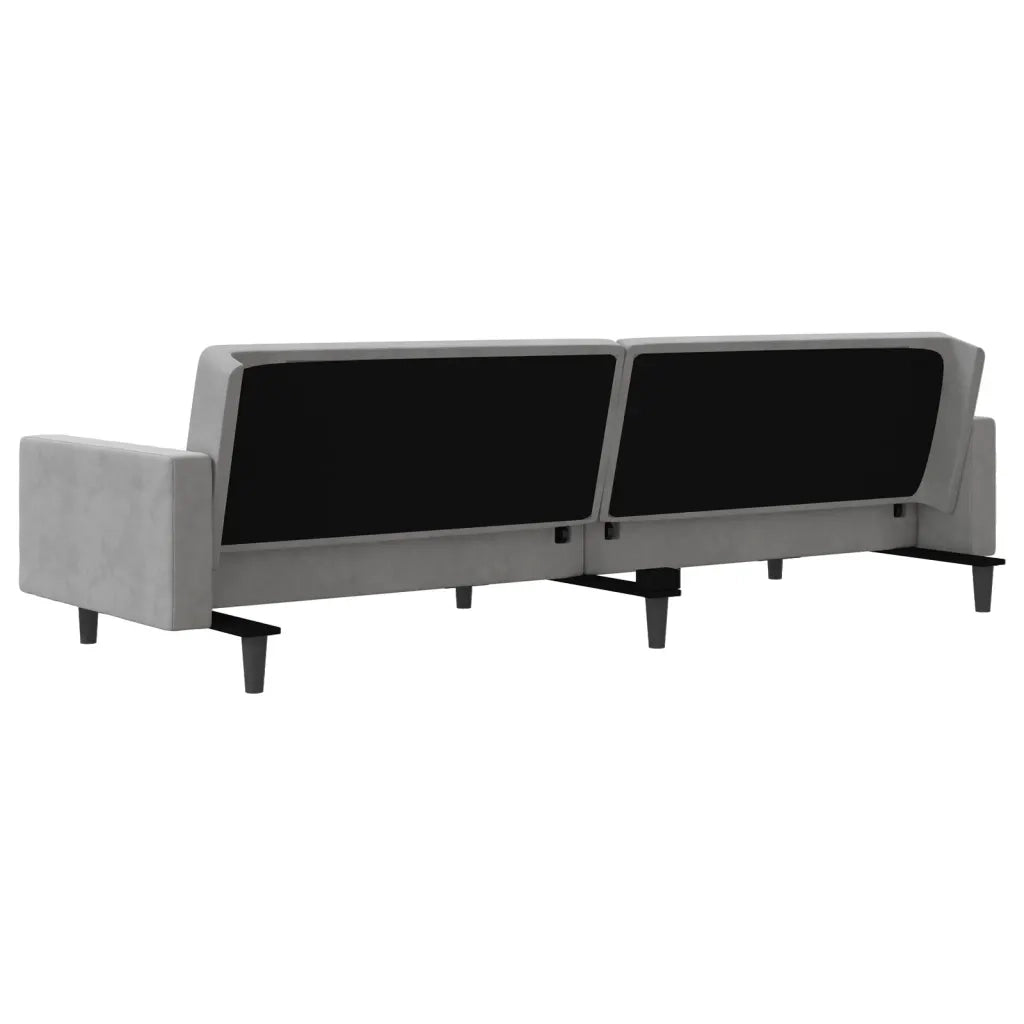 Divano letto | Sof¨¤ letto | Letto singolo a 2 Posti con 2 Cuscini Grigio Chiaro in Velluto