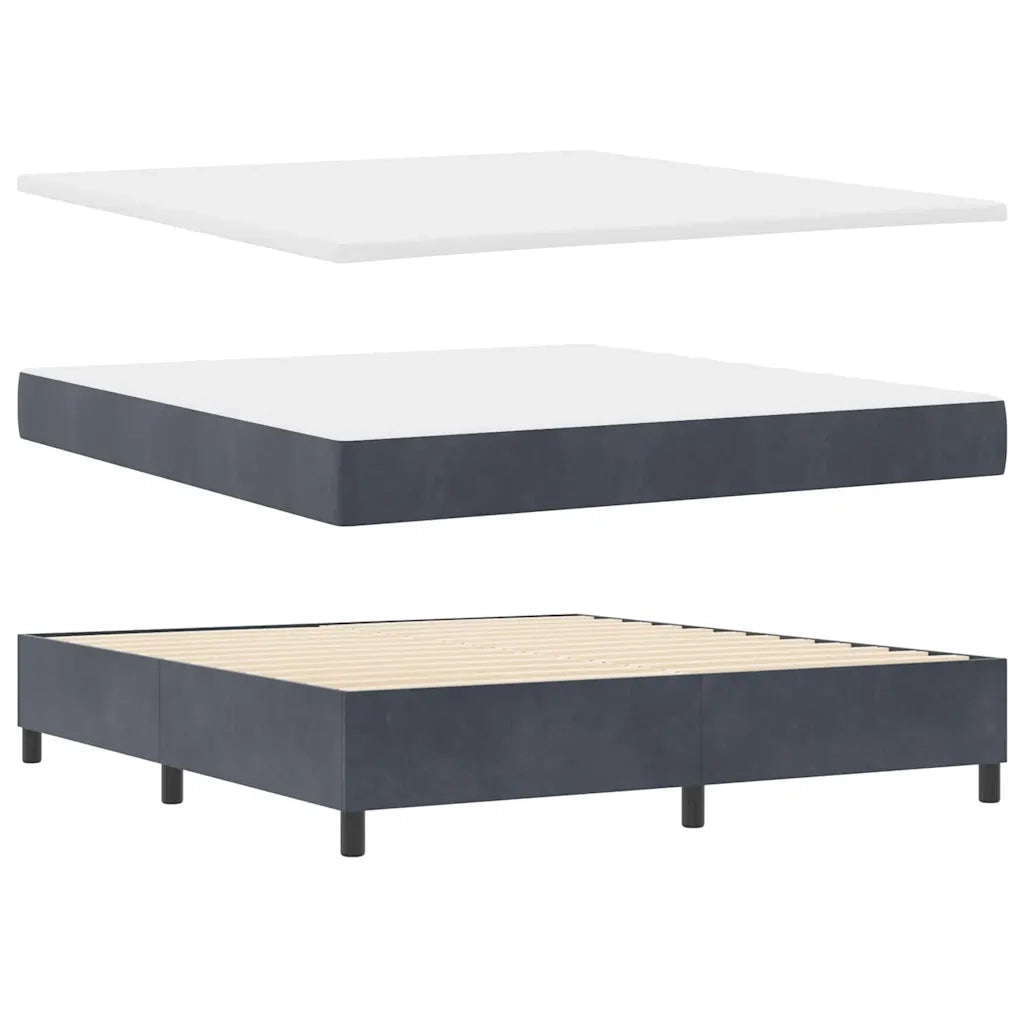 Letto a molle con materasso Grigio scuro 200 x 180 cm Velluto 3340887