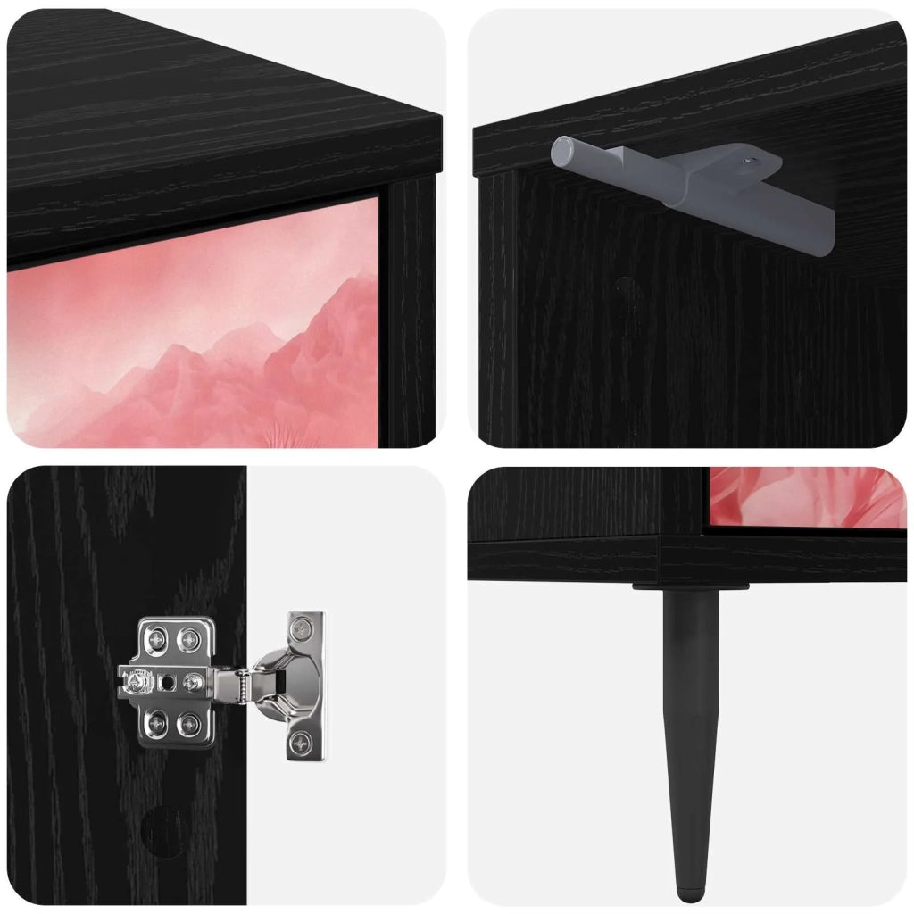 Armadio da Notte AACHEN Rovere Nero 36 x 33 x 51 cm 8007263