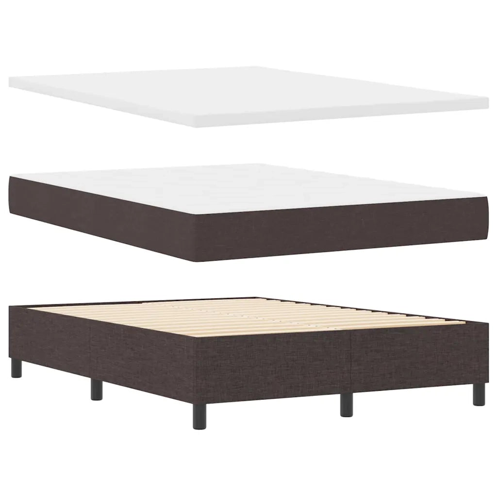 Letto a Sorgente LED Marrone Scuro 140 x 200 cm Tessuto