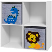 Libreria per bambini con 2 contenitori, scaffale per cameretta, scaffale per giocattoli per cameretta, bianco+grigio, 61,8 x 29,9 x 61,8 cm