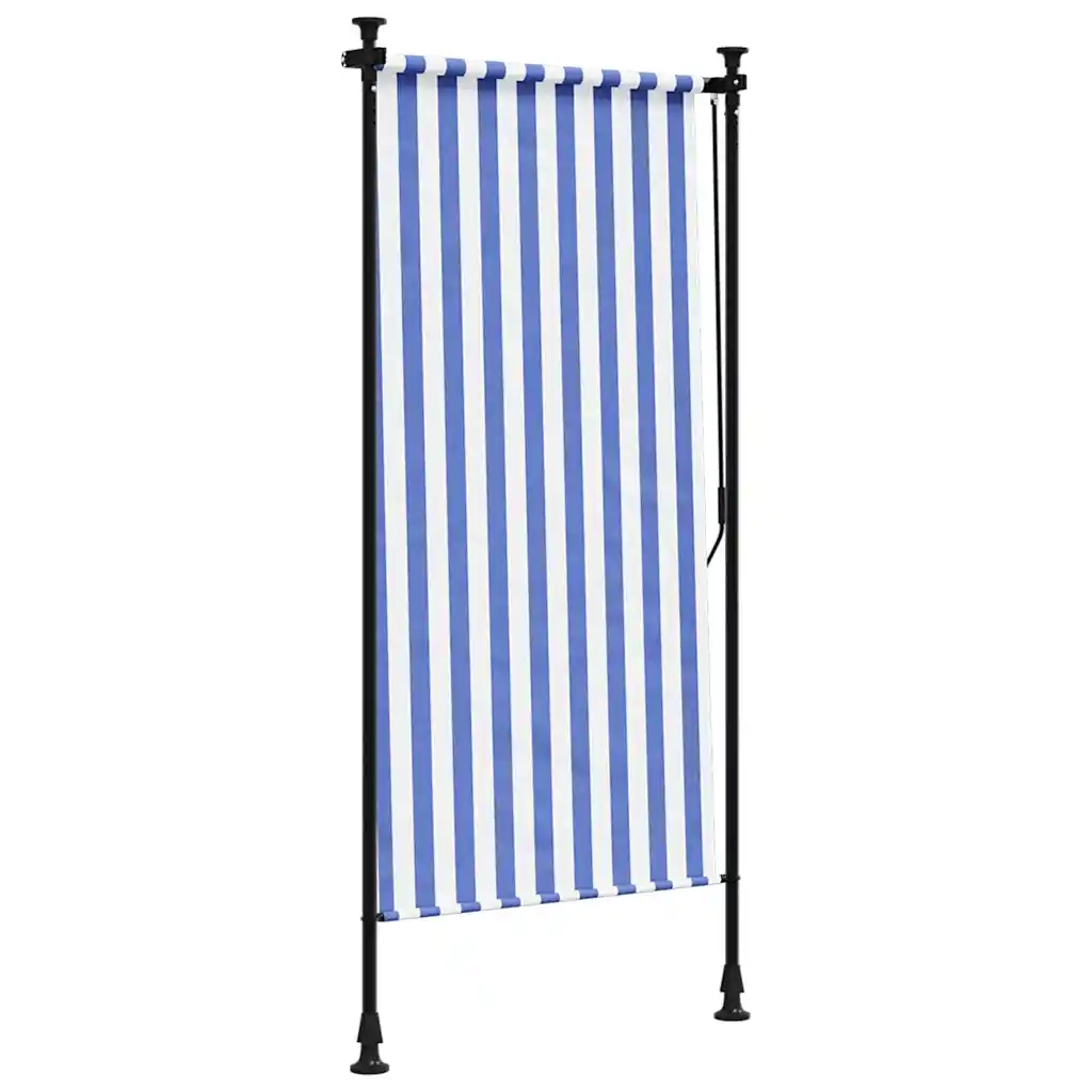 Tenda a rullo | Tenda avvolgibile Esterno Blu e Bianca 100x270cm Tessuto e Acciaio