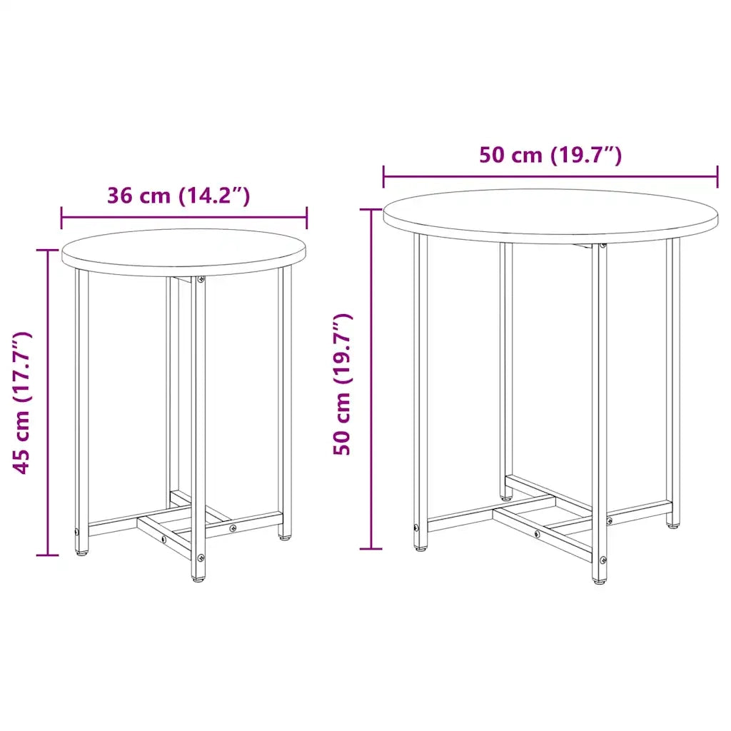 Set tavolini 2 pz | Tavolo laterale Rovere Nero