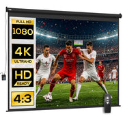 Schermo per Proiettore Motorizzato 120" 4:3 Regolabile con Telecomando 244x183cm Nero per Casa e Ufficio