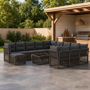 Set Divano da Giardino 13 pz Grigio polyrattan 3434462