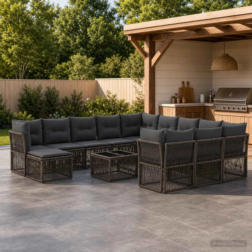 Set Divano da Giardino 13 pz Grigio polyrattan 3434462