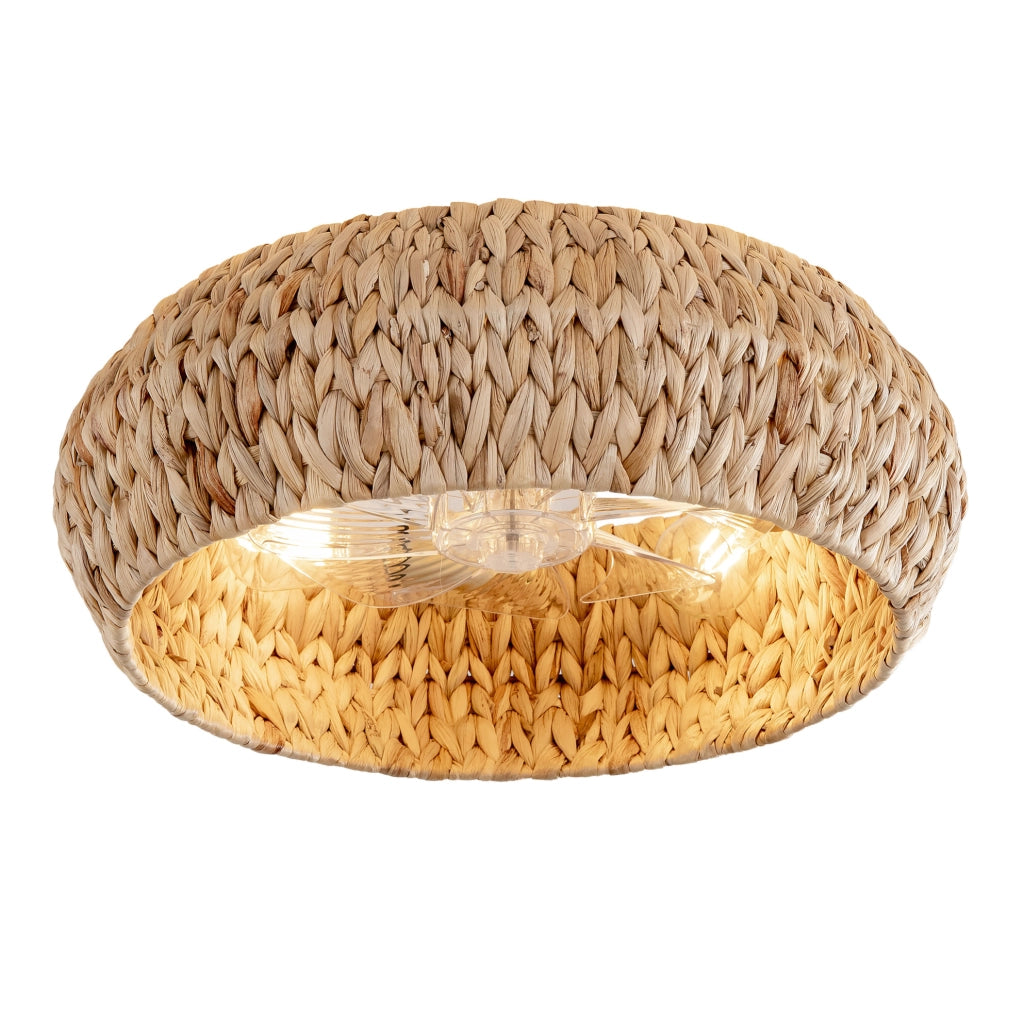 Ventilatore da soffitto con luce in rattan; 4 attacchi E26; controllo app e telecomando; rame