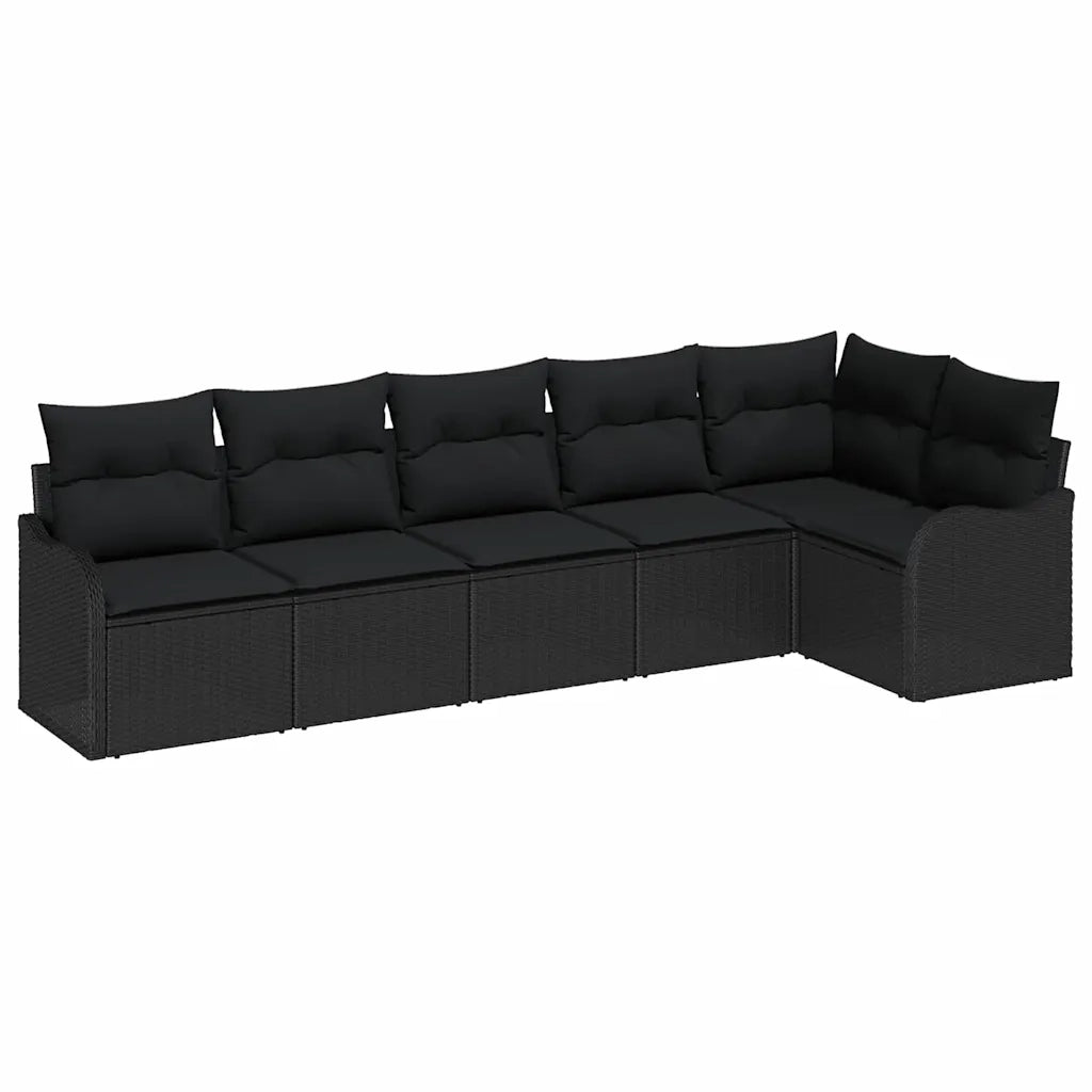 Set Divano da Giardino con archiviazione 6 pcs Nero polyrattan