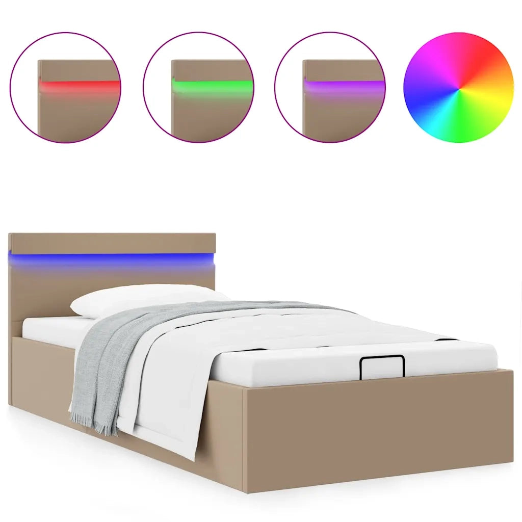 Giroletto Idraulico con LED-Struttura Letto Cappuccino Similpelle 90x200 cm