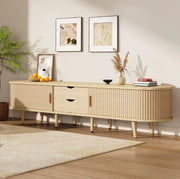 Mobile TV ovale in MDF rovere con 2 cassetti e ante scorrevoli 170 x 40 x 42 cm