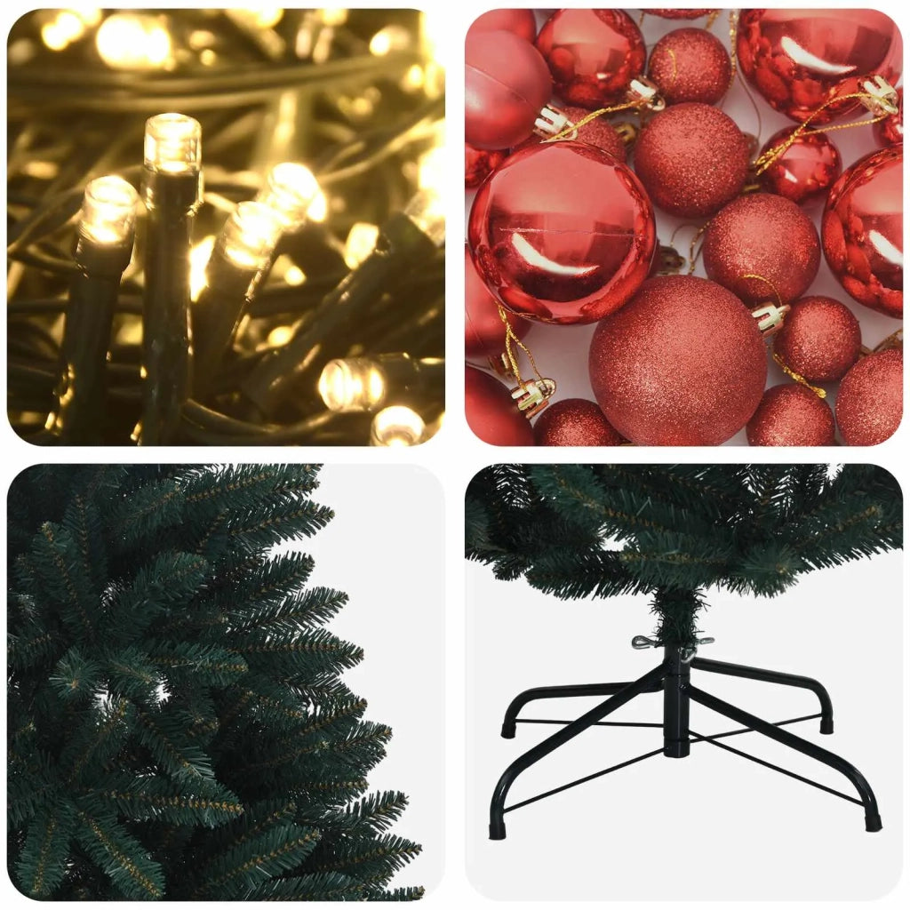 Albero di Natale artificiale verde scuro con palline 150 cm 3465920