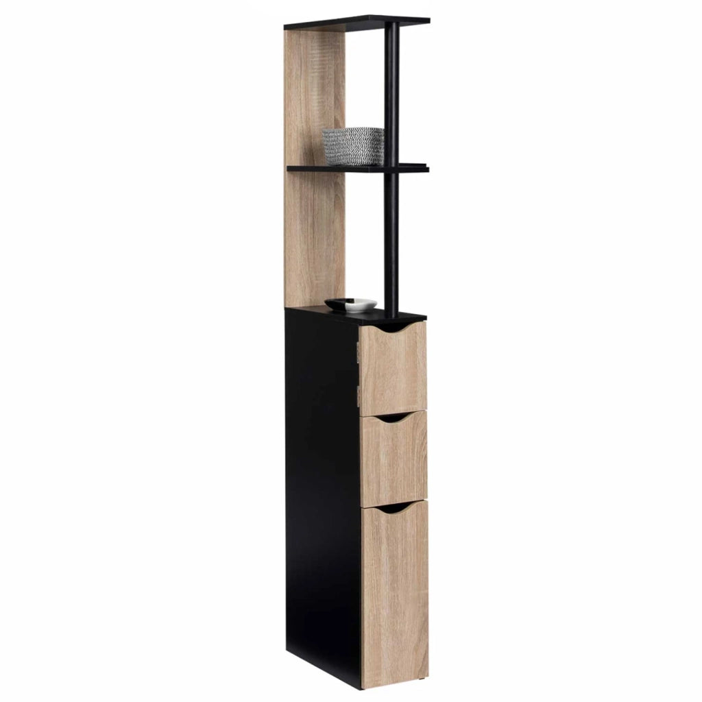 IDMarket - Scaffalatura per toilette in legno bianco con 3 ante nero in faggio WILLY