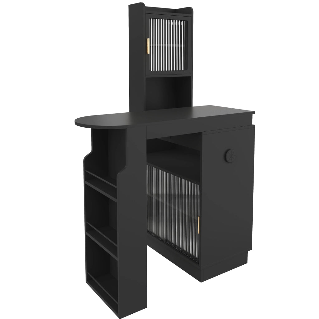 Bar estensibile 131-170x40x170 cm in MDF nero con contenitore integrato