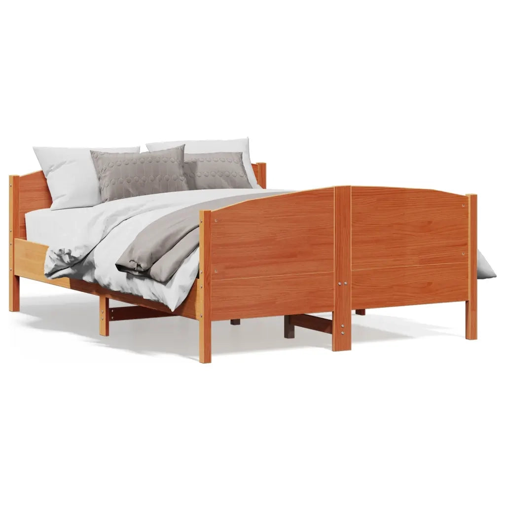 Letto senza Materasso-Struttura Letto Marrone Cera 135x190 cm in Legno di Pino 141776