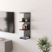 Mensola da Parete Surahammar Libreria Scaffale a Muro con 4 Ripiani - Effetto Marmo Nero [en.casa]