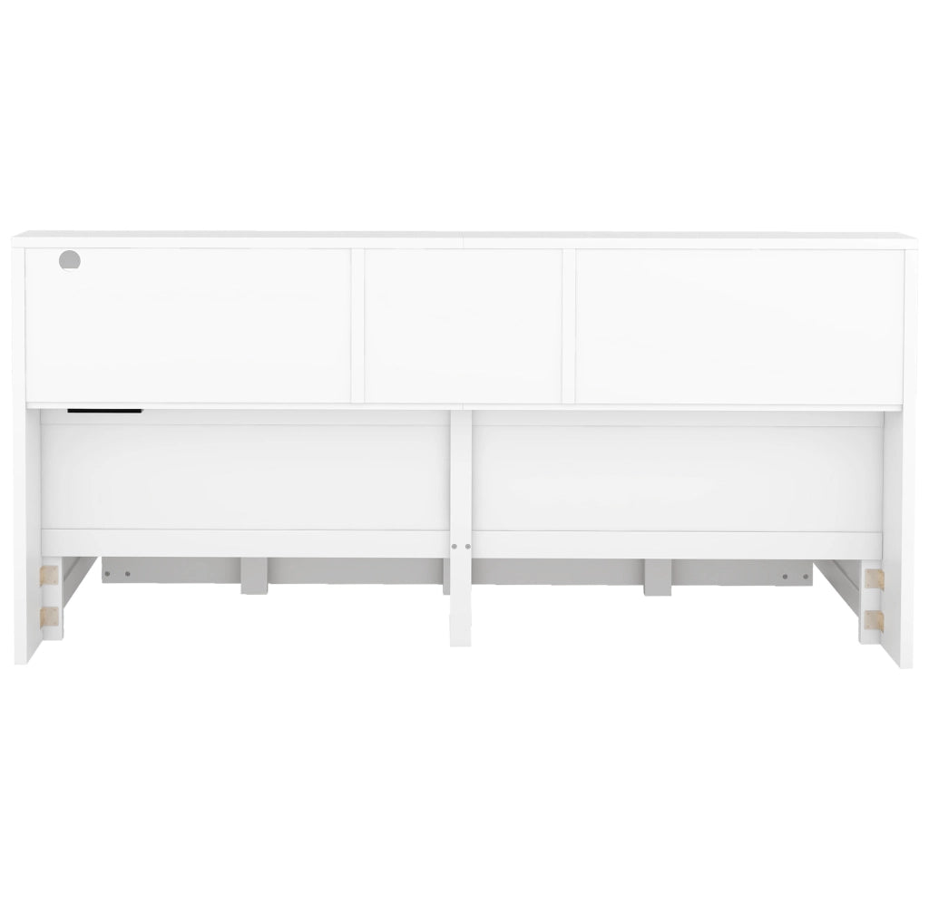LETTO estraibile 140x200 cm bianco con LED, presa, USB e vano laterale