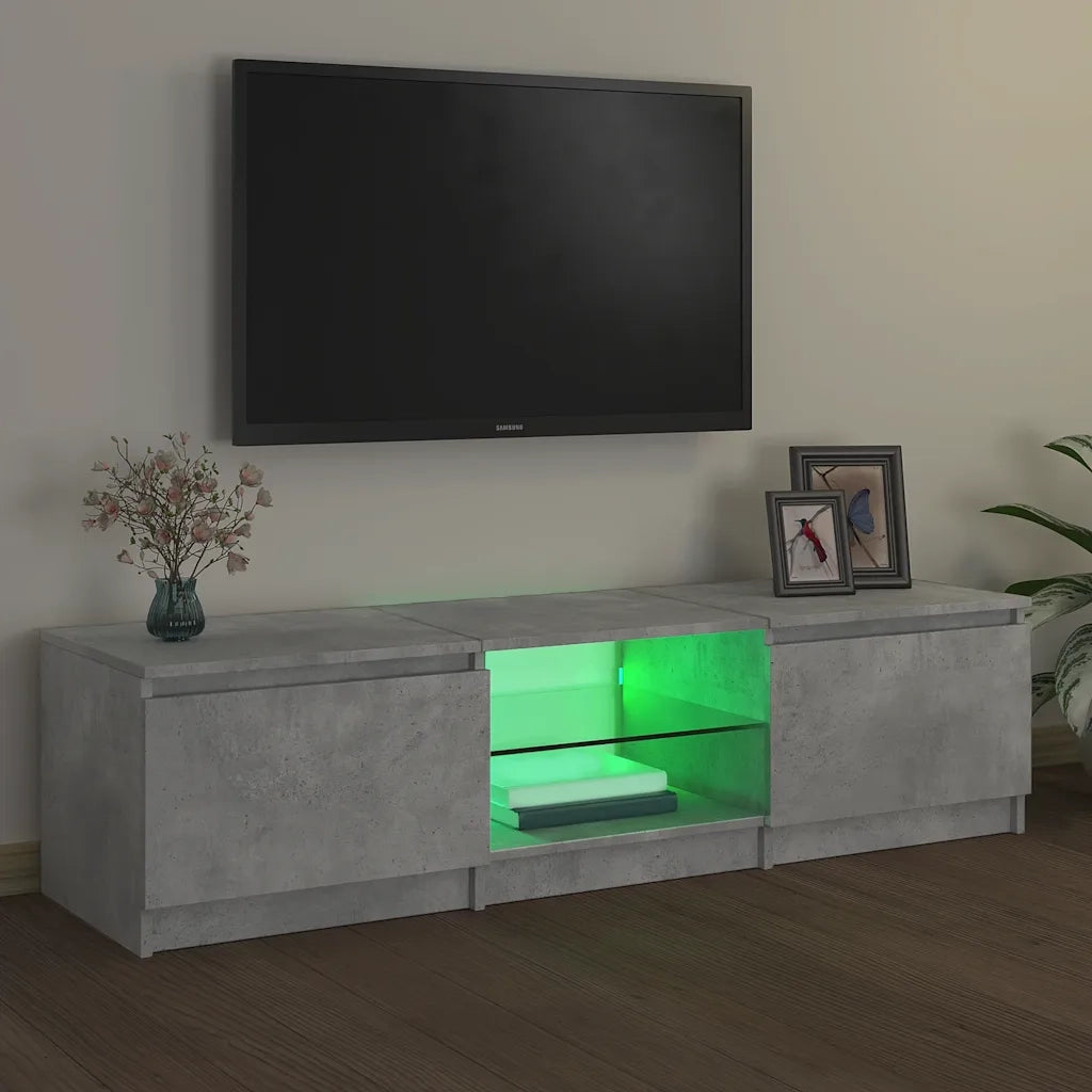 Mobile Porta TV con Luci LED-Mobile per TV-Credenza TV Grigio Cemento 140x40x36 cm