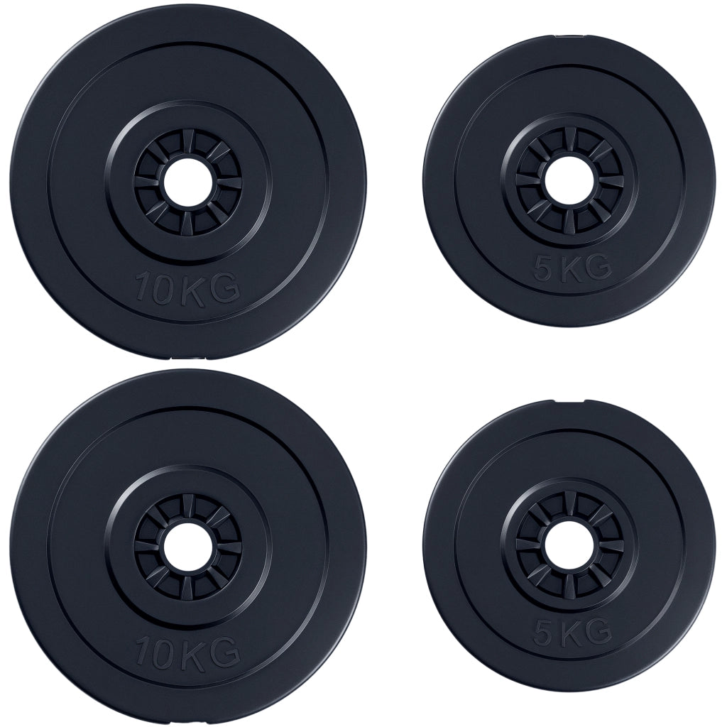 Set Dischi Pesi 30kg ¨C Xylo ¨C 4 Pezzi 2x5kg 2x10kg Foro 25mm Manubri Bilanciere Palestra Nero