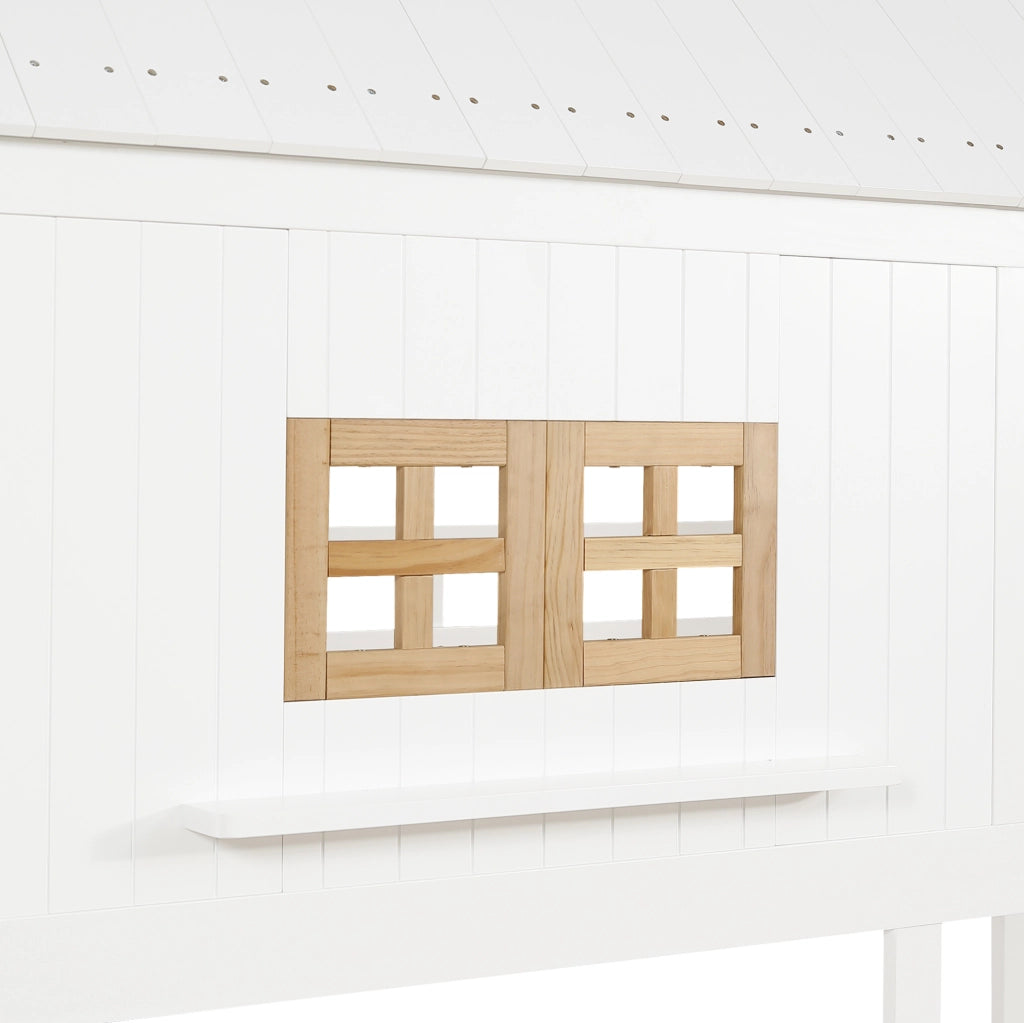 Letto a castello 90x200 cm con 2 cassetti in pino, MDF e compensato