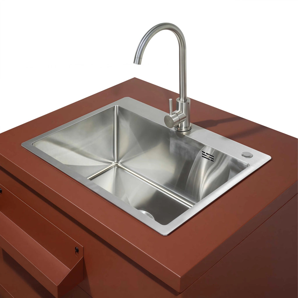 Oviala - Cucina da esterno a 3 pezzi con lavello in mattoni