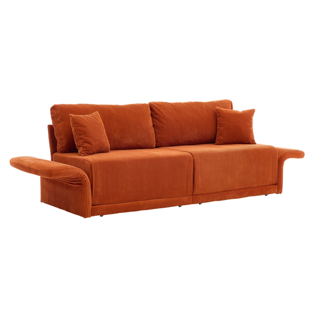 Divano letto trasformabile 182 cm in velluto a coste arancione HOMVRA