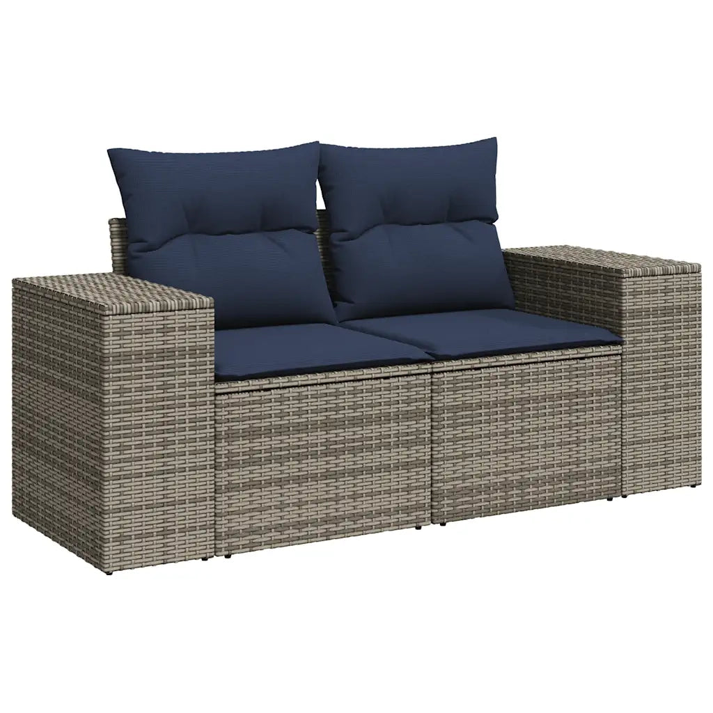 Set Divani da Giardino 9 pz con Cuscini Grigio in Polyrattan 3225585