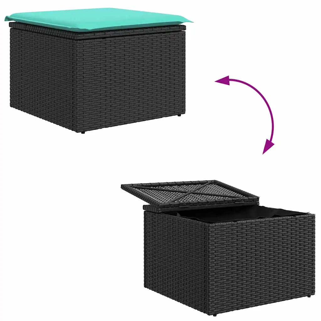 Set di divani con cuscino 5 pcs Nero e Turchese polyrattan 3354675