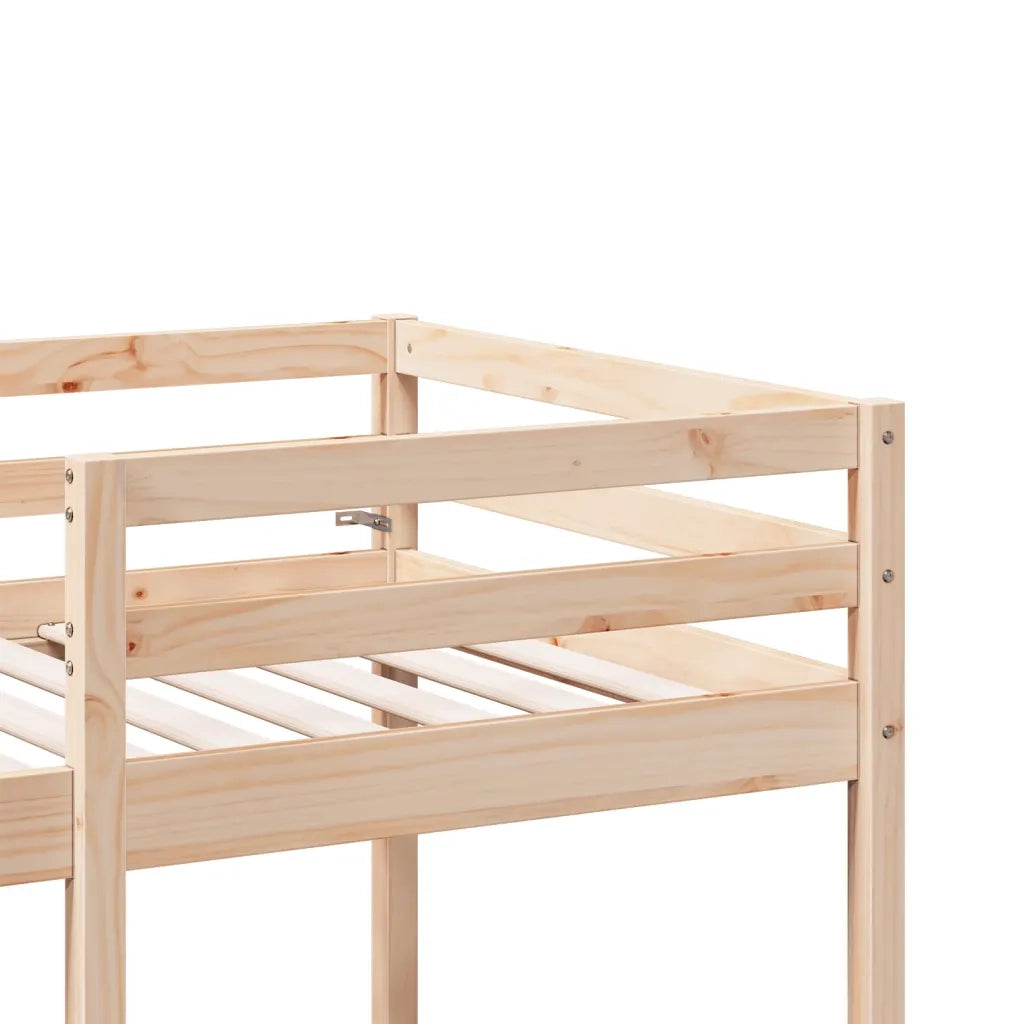 Giroletto Soppalco con Scrivania e Sedie-Struttura Letto 75x190cm Legno Pino