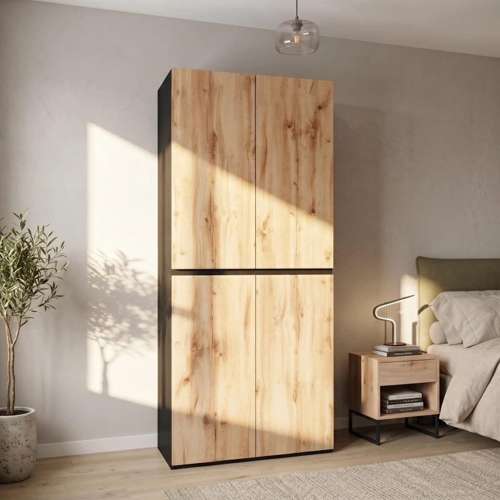 Armadio con cassetto portagioie asta appendiabiti e ripiano superiore MDF e pannello truciolare rovere 90 × 50 × 200 cm