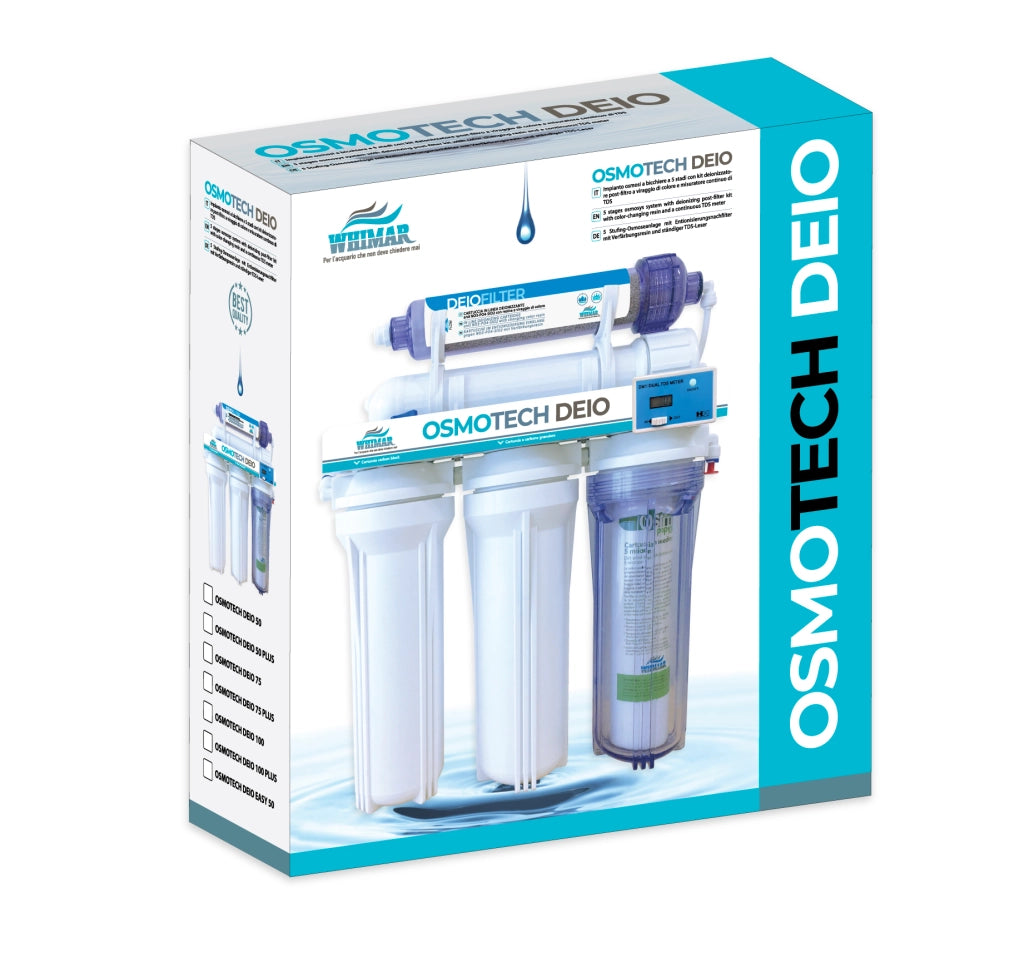 Whimar OsmoTech Deio 50GPD 190 L/g - Impianto 5 stadi con membrana Vontron, flush-valve, post-filtro deionizzante e TDS