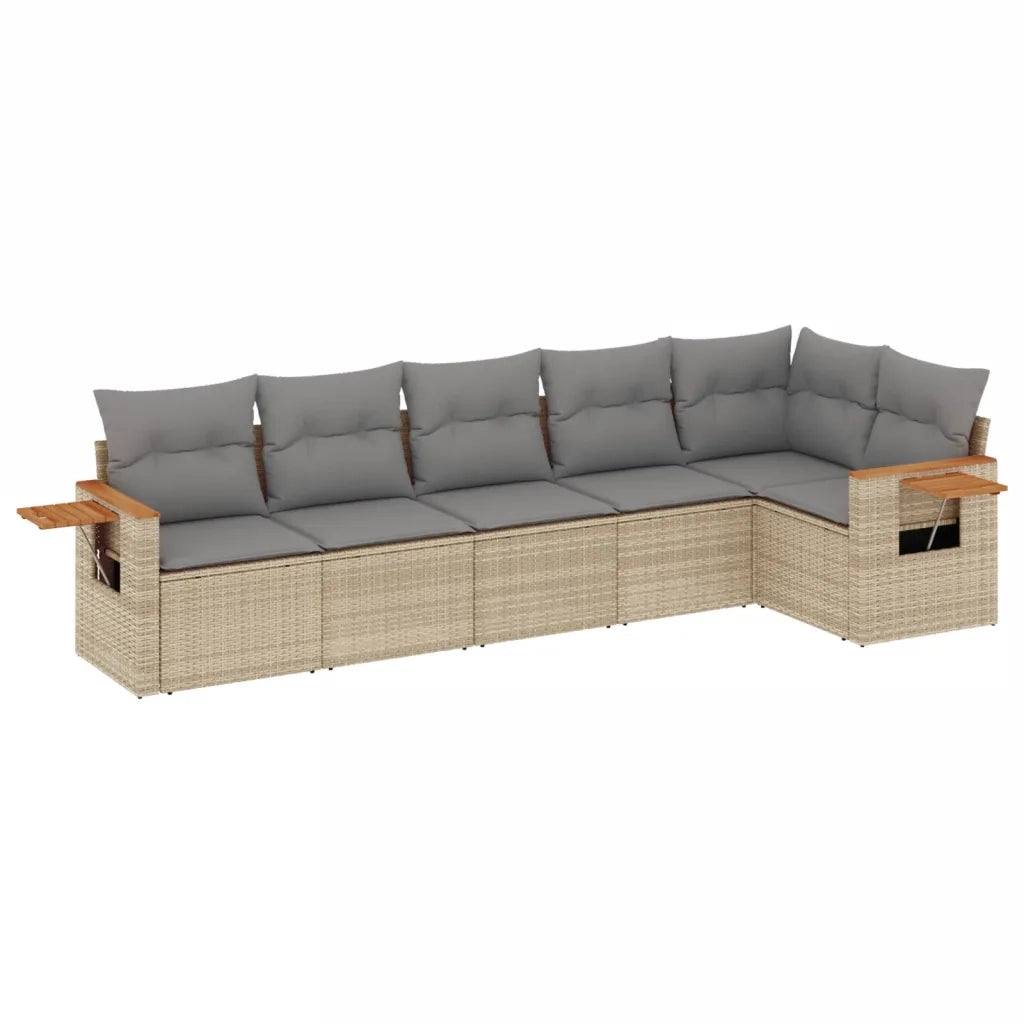 Set Divano da Giardino 6 pz con Cuscini Beige in Polyrattan 3226829