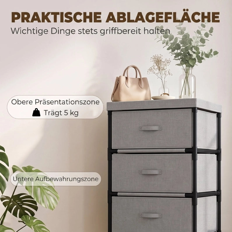 CASSETTIERA 4 Cassetti 42x32x80 cm Grigio e Nero
