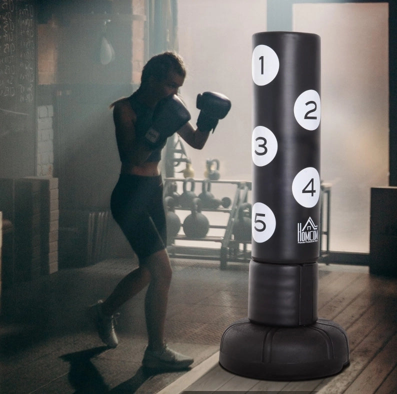 Sacco da boxe autoportante 70x70x176 cm nero in HDPE, con sistema FLEX