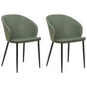 Set di 2 sedie da pranzo in tessuto verde scuro imbottito con gambe nere Stile retrò Mobili per il soggiorno