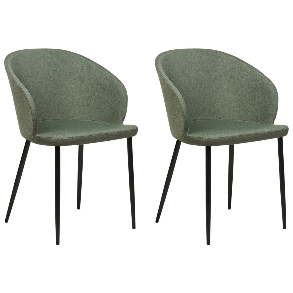 Set di 2 sedie da pranzo in tessuto verde scuro imbottito con gambe nere Stile retrò Mobili per il soggiorno