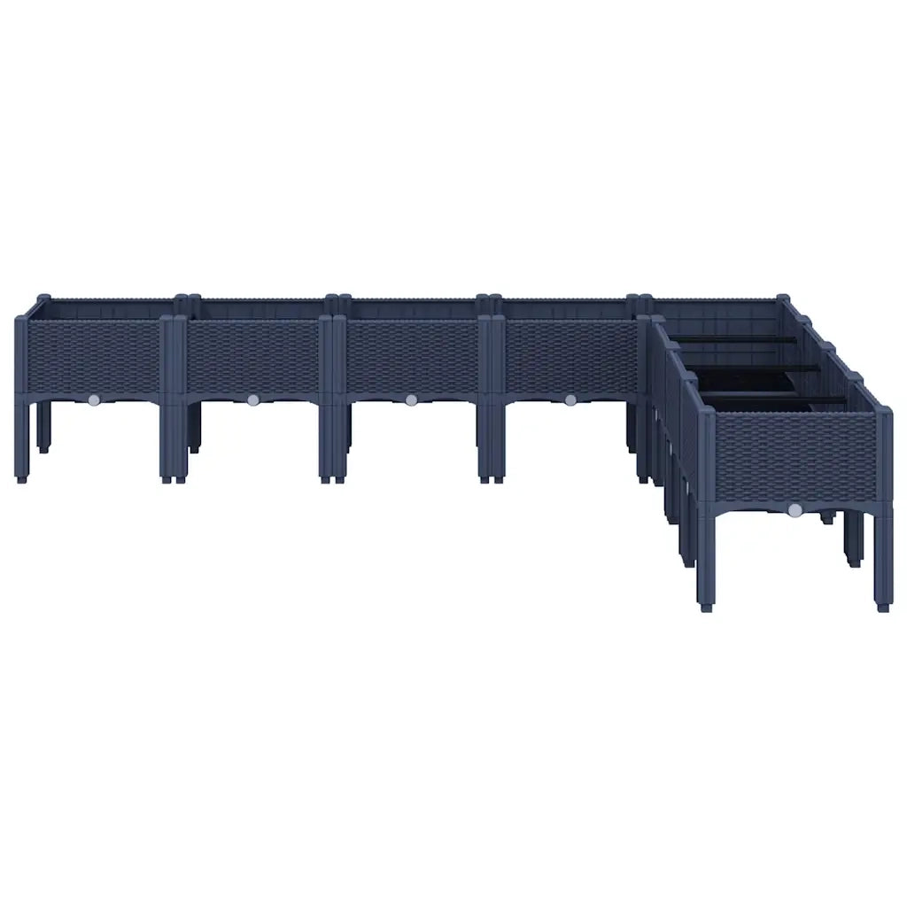 Fioriera rialzata design elegante terrazza giardino 200 x 160 x 42 cm in PP blu grigio 02_0047459