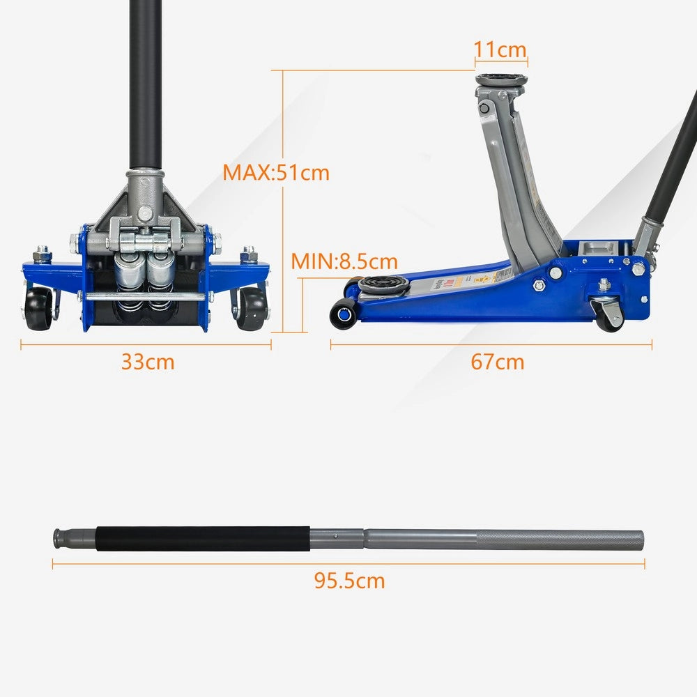 Cric Idraulico a Bottiglia ¨C MINIMAL ¨C 3 Ton, Blu e Argento