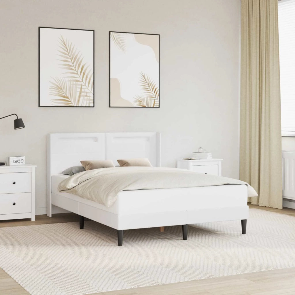 Letto matrimoniale | Letto per adulti | Struttura del letto con testiera Bianco 120 x 200 cm Similpelle